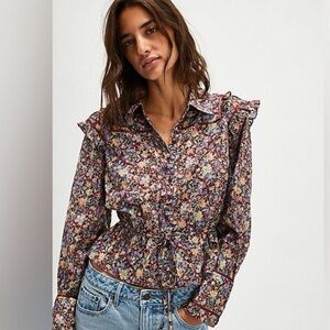 Free People Daybreak Printed Blouse Size Small worn once
